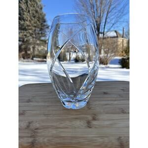 Tiffany & Co. Swirl Optic Crystal Vase 8.3/8” Lead Crystal 3.4 lbs~Italy